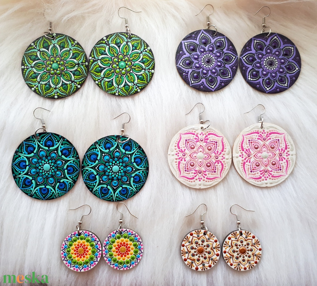Pontozott Mandala Fülbevalók - ékszer - fülbevaló - lógós kerek fülbevaló - Meska.hu Pontozott Mandala Fülbevalók - ékszer - fülbevaló - lógós kerek fülbevaló - Meska.hu