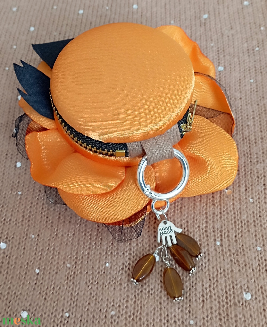 Narancs rózsás érmetárca - táska & tok - pénztárca & más tok - aprópénztartó - Meska.hu