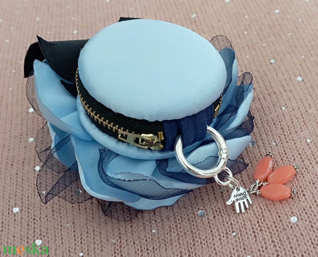 Kék rózsás érmetárca - táska & tok - pénztárca & más tok - aprópénztartó - Meska.hu