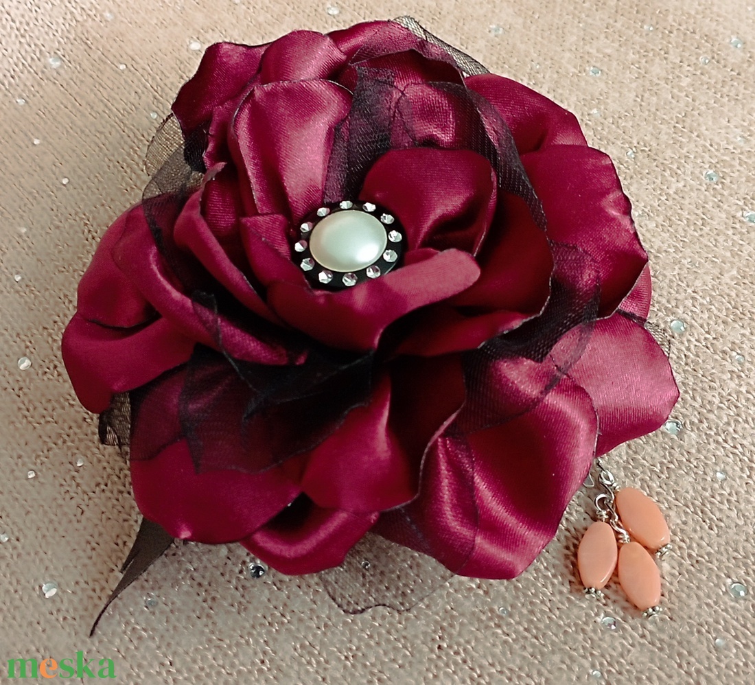 Bordó rózsás érmetárca - táska & tok - pénztárca & más tok - aprópénztartó - Meska.hu