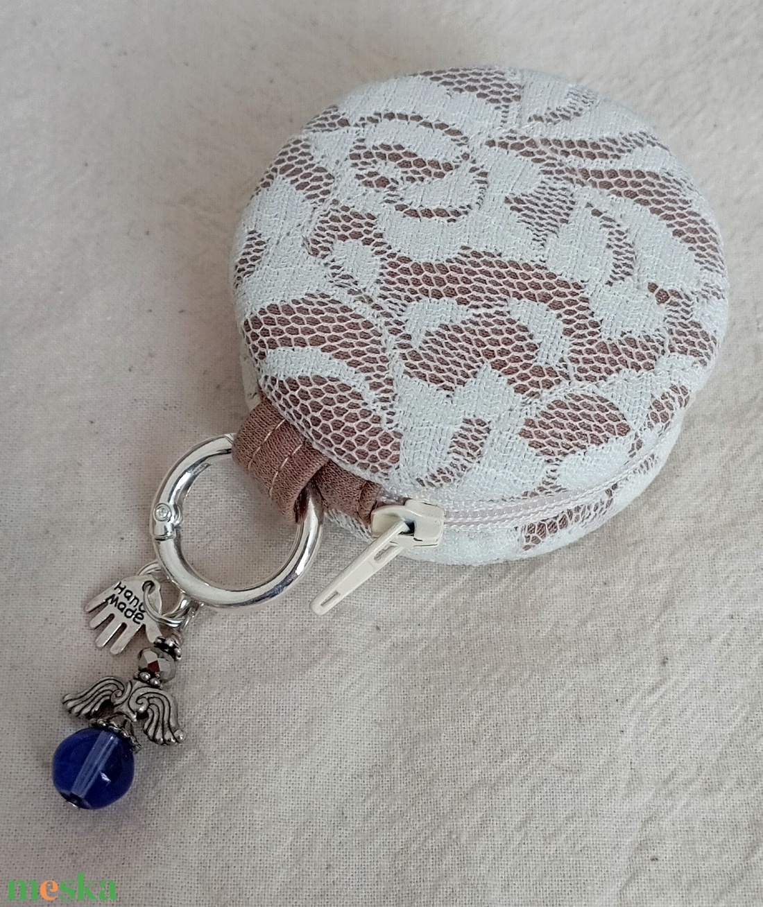 Csipkés angyalkás érmetárca - táska & tok - pénztárca & más tok - aprópénztartó - Meska.hu