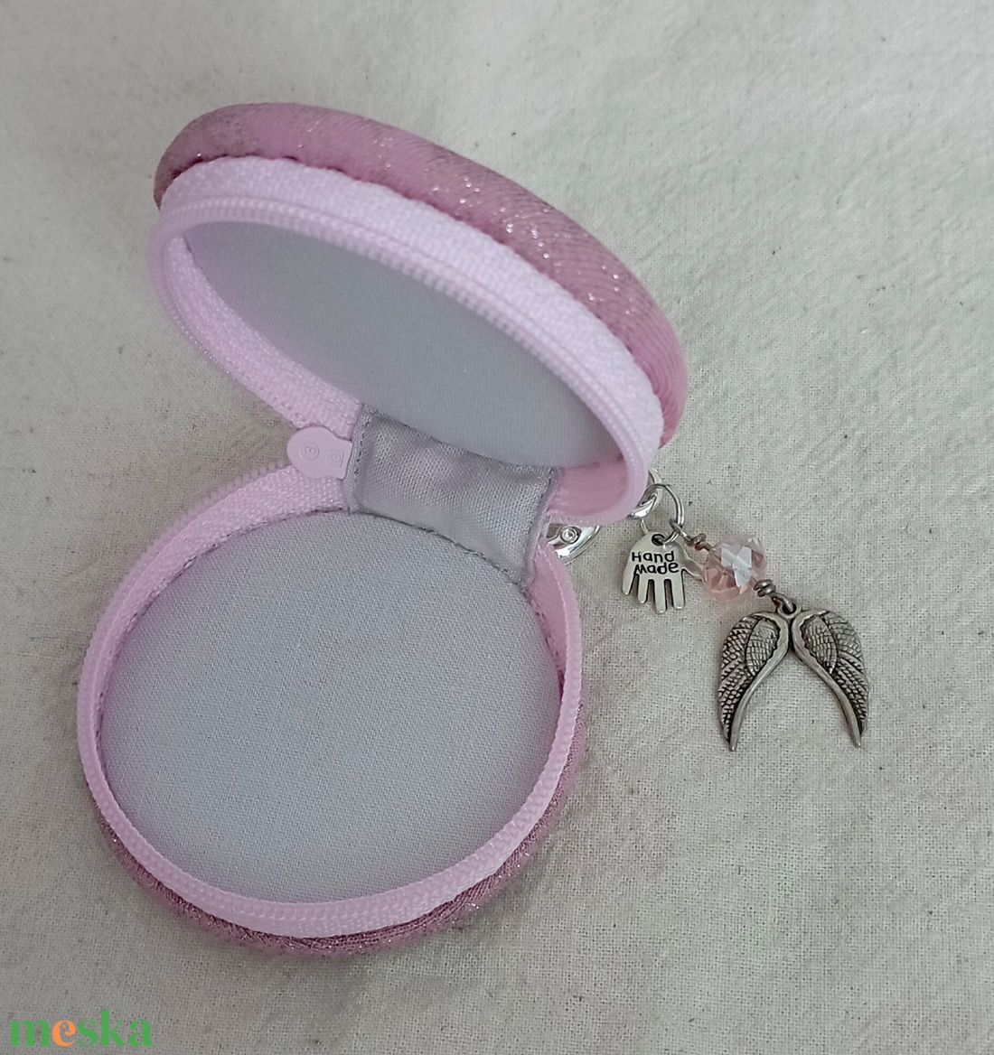 Csillámos rózsaszín érmetárca - táska & tok - pénztárca & más tok - aprópénztartó - Meska.hu