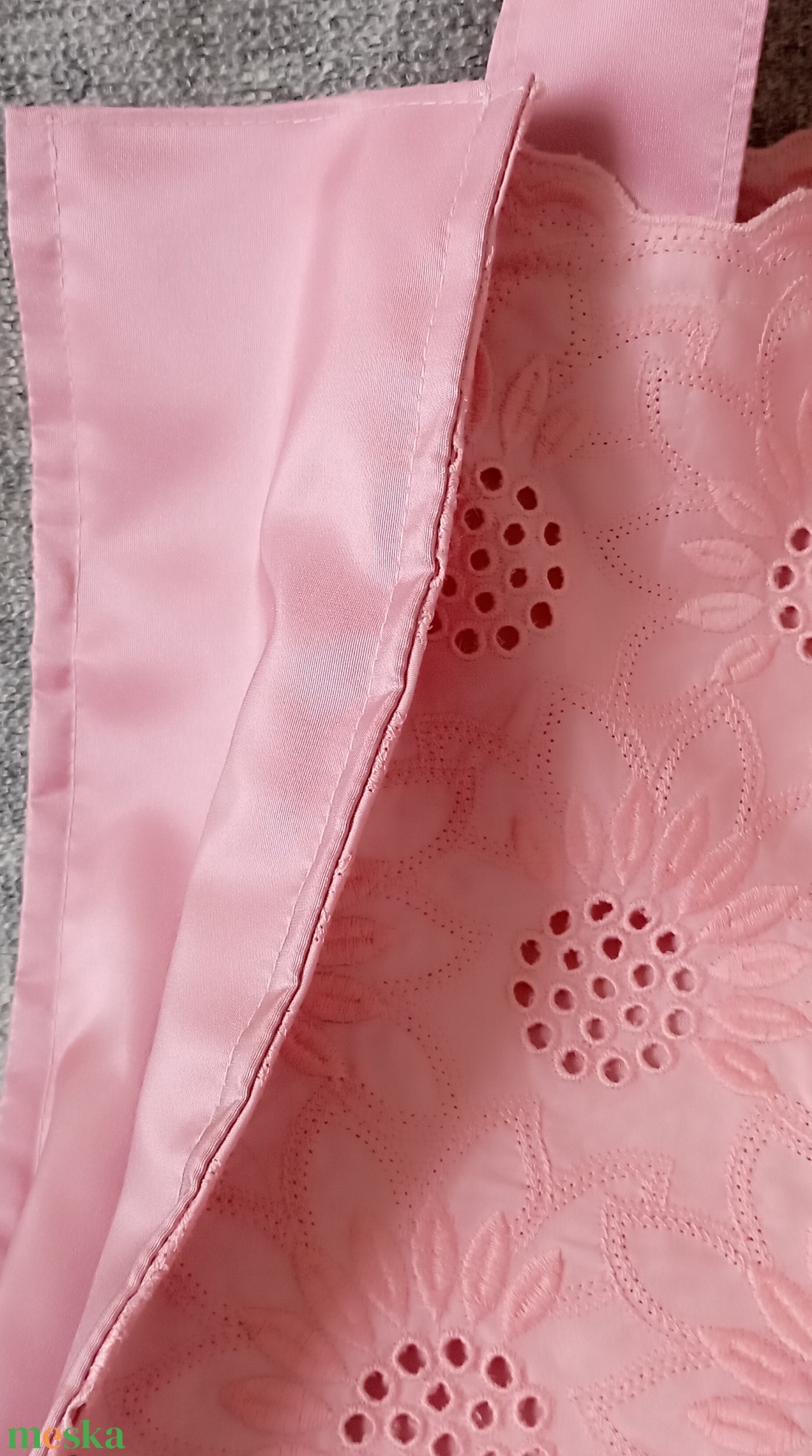 Rózsaszín virágos textil táska - táska & tok - bevásárlás & shopper táska - shopper, textiltáska, szatyor - Meska.hu