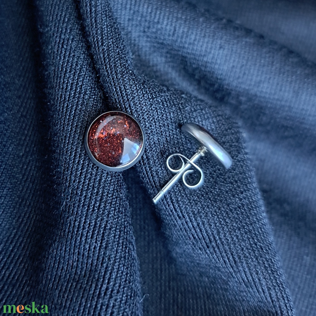 Red Velvet csillámos fülbevaló - ékszer - fülbevaló - pötty fülbevaló - Meska.hu