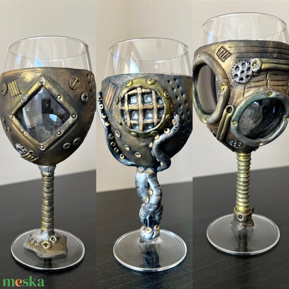 Steampunk boros szett - otthon & életmód - konyhafelszerelés, tálalás - tálalás - boros poharak, szettek - Meska.hu
