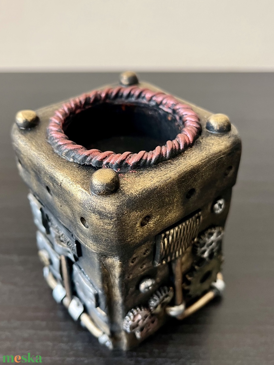 Steampunk mécsestartó - esküvő - dekoráció - gyertya & gyertyatartó - Meska.hu