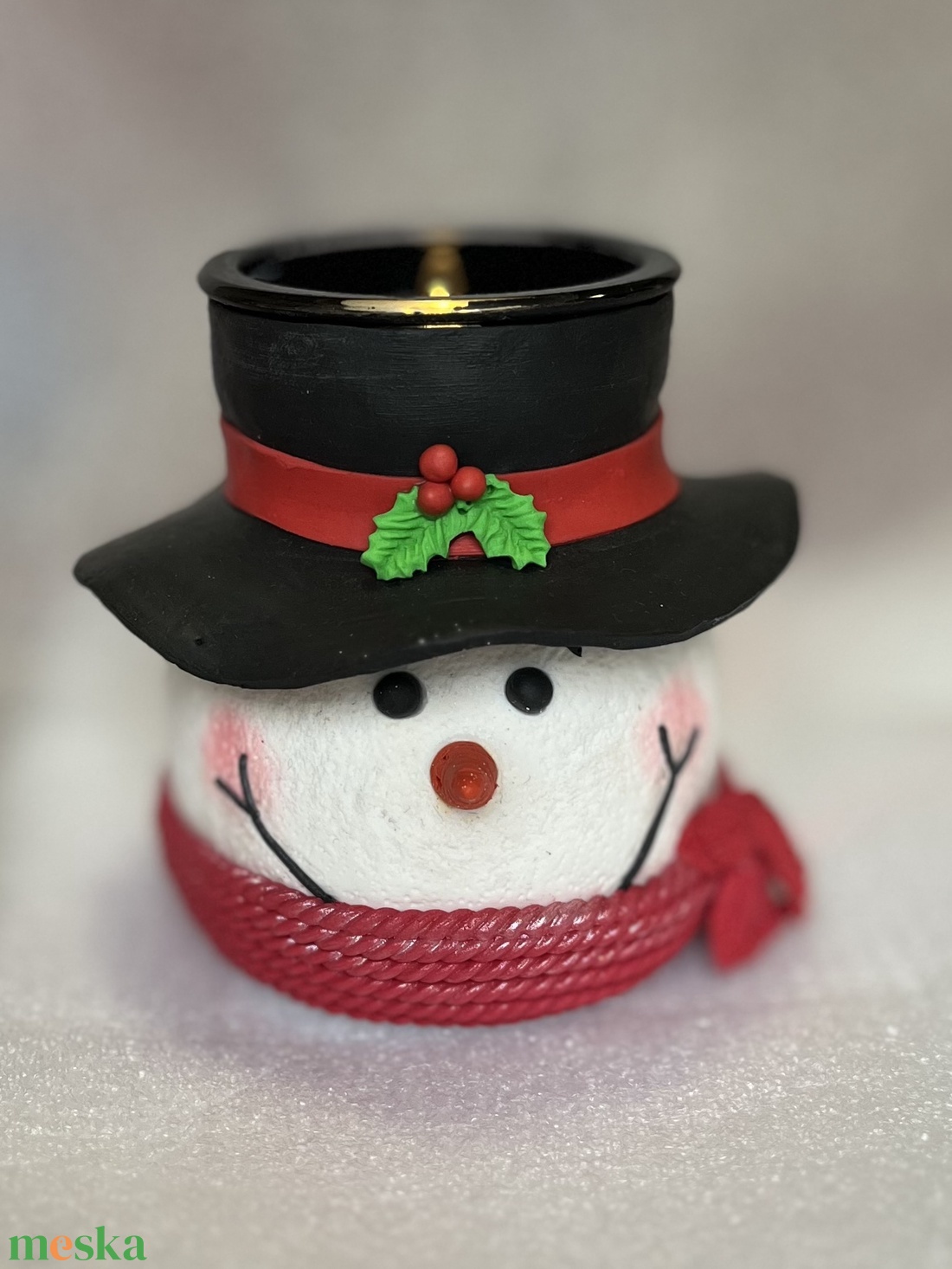 Hóember gyertyatartó - otthon & életmód - gyertya, illat, aroma - gyertyatartó - Meska.hu