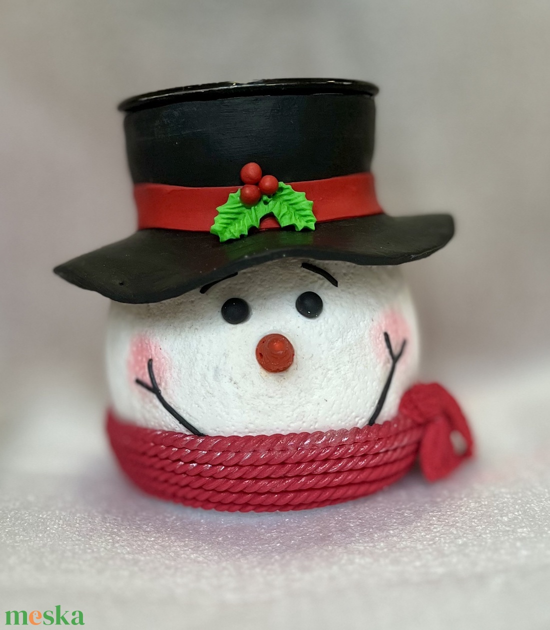 Hóember gyertyatartó - otthon & életmód - gyertya, illat, aroma - gyertyatartó - Meska.hu