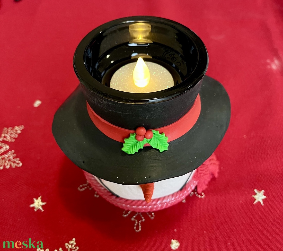 Hóember gyertyatartó - otthon & életmód - gyertya, illat, aroma - gyertyatartó - Meska.hu