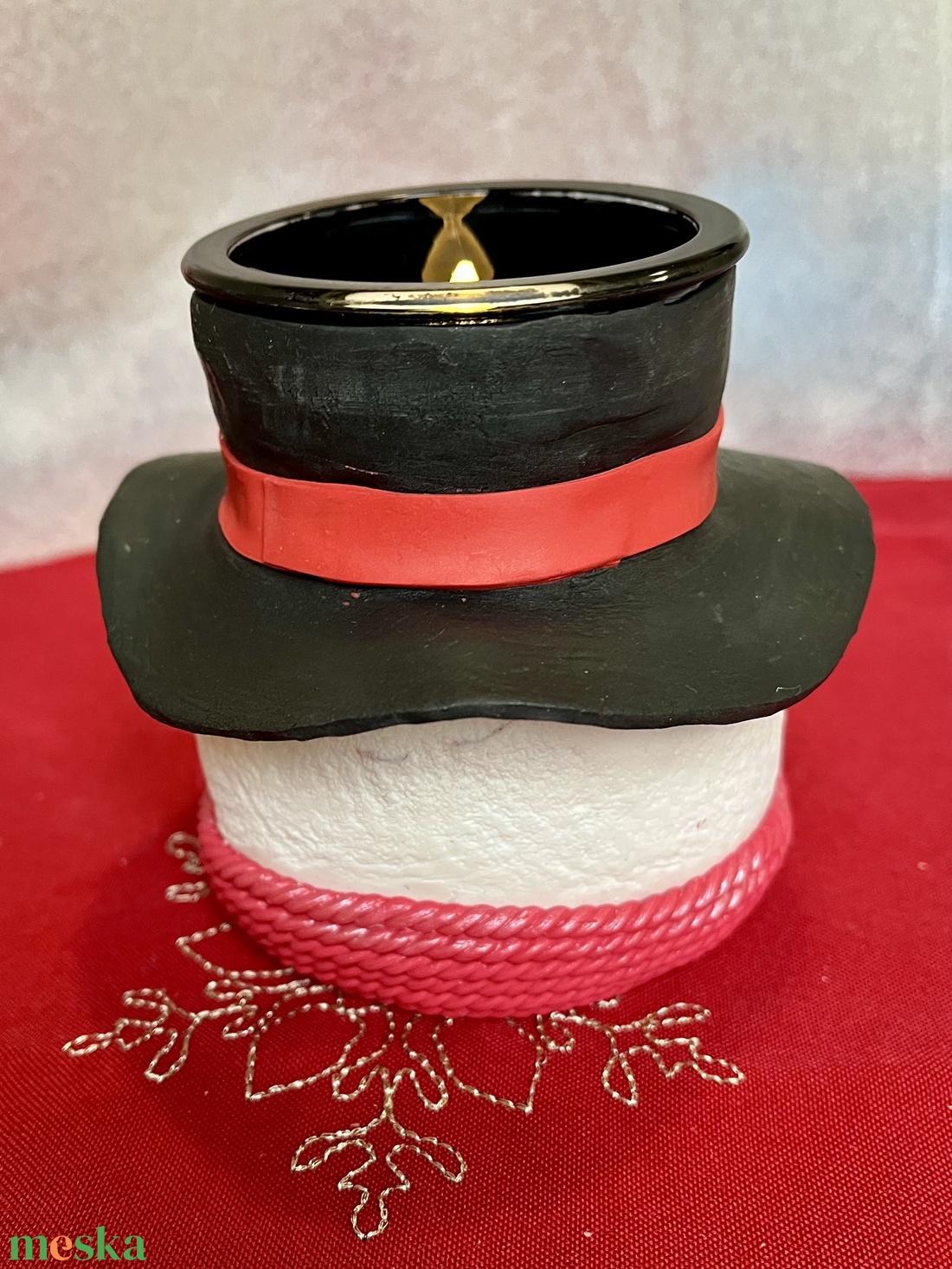 Hóember gyertyatartó - otthon & életmód - gyertya, illat, aroma - gyertyatartó - Meska.hu