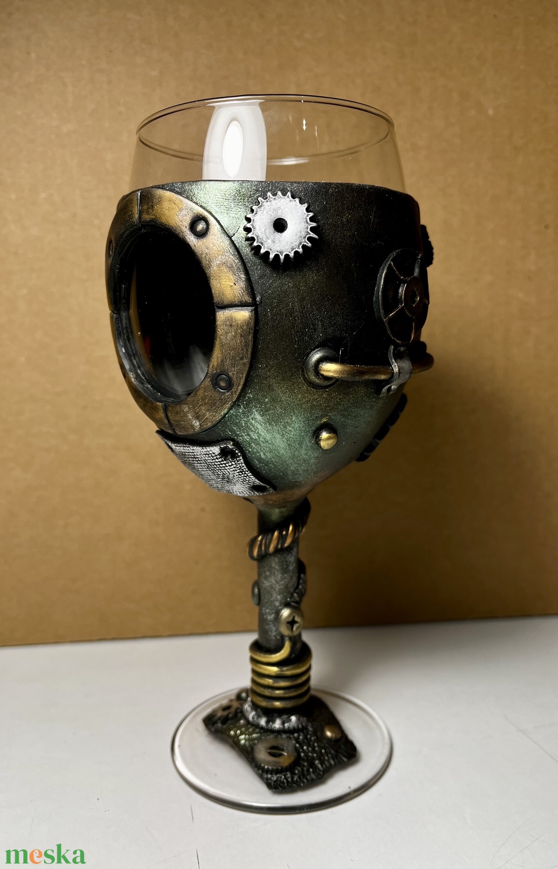 Steampunk borospohár  - otthon & életmód - konyhafelszerelés, tálalás - tálalás - boros poharak, szettek - Meska.hu