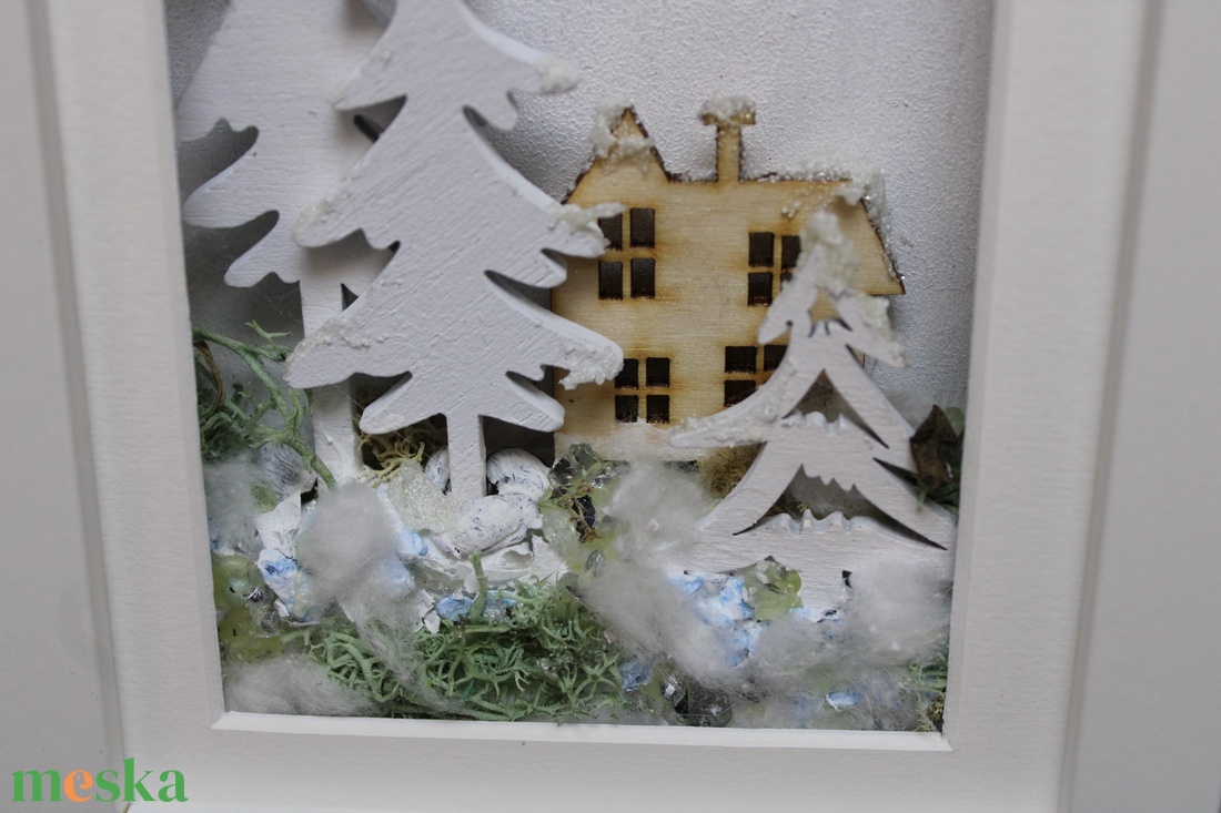Téli kép keretben - karácsony - karácsonyi lakásdekoráció - karácsonyi lakásdíszek - Meska.hu