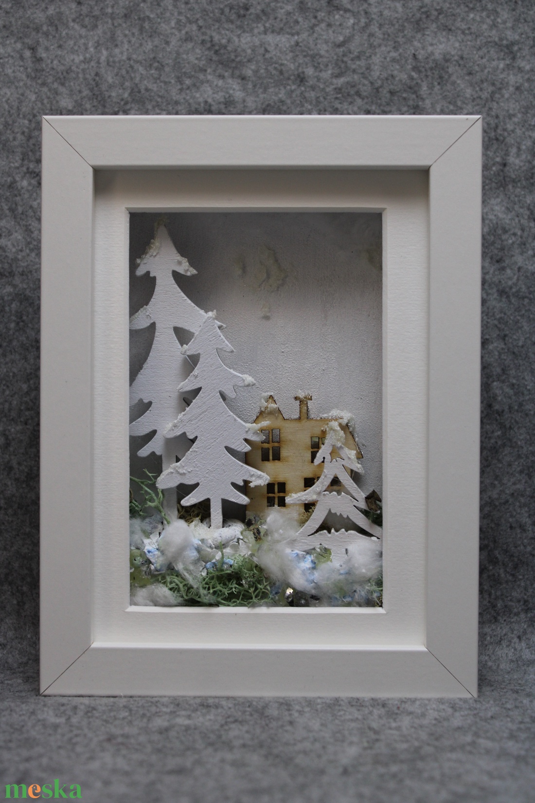 Téli kép keretben - karácsony - karácsonyi lakásdekoráció - karácsonyi lakásdíszek - Meska.hu