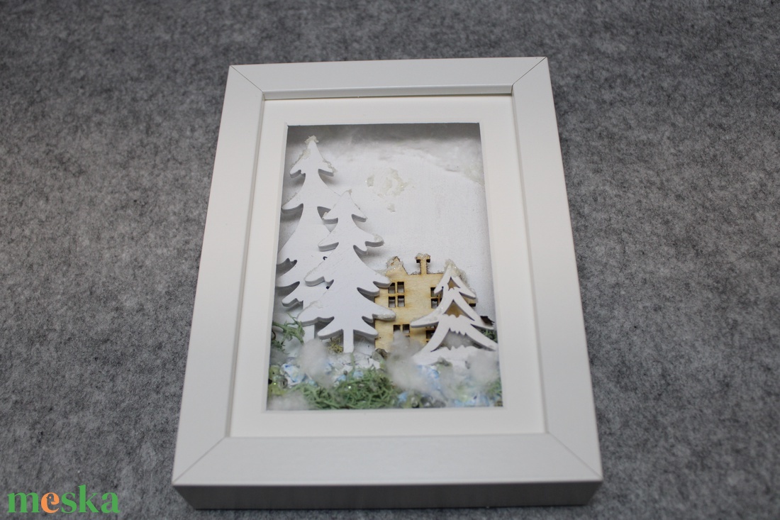 Téli kép keretben - karácsony - karácsonyi lakásdekoráció - karácsonyi lakásdíszek - Meska.hu
