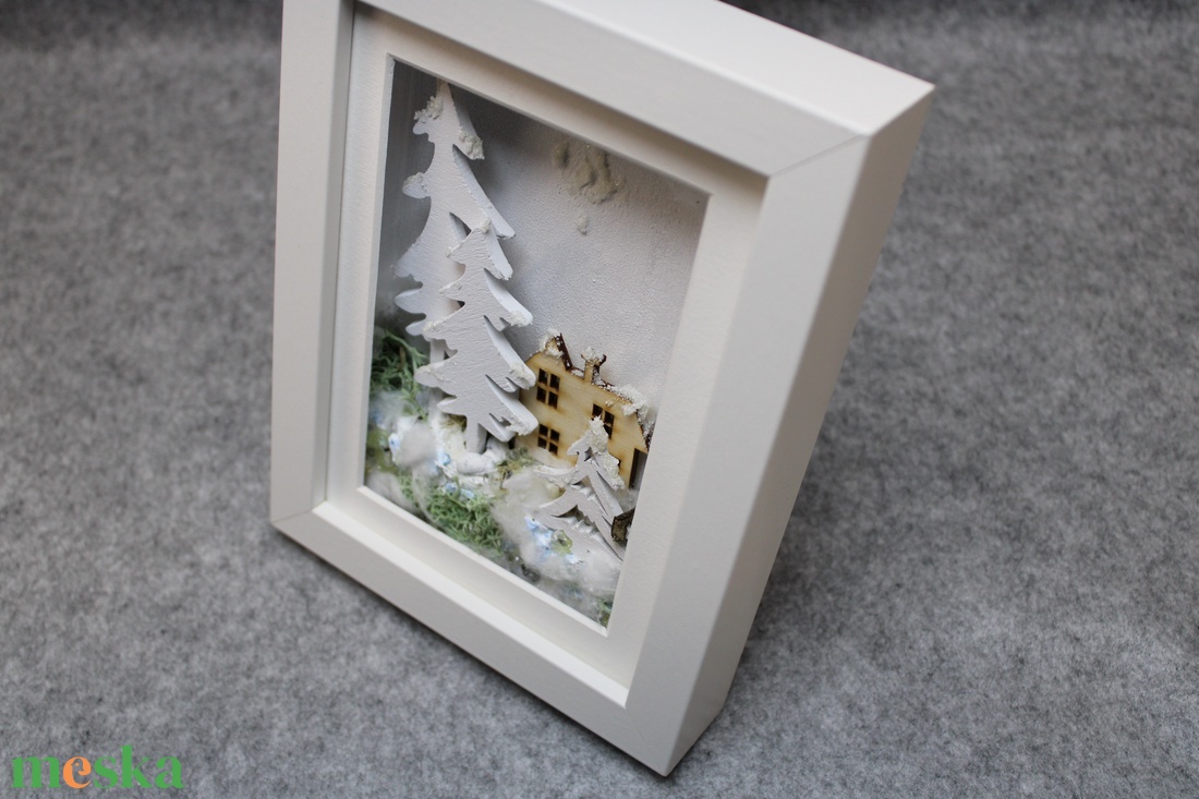Téli kép keretben - karácsony - karácsonyi lakásdekoráció - karácsonyi lakásdíszek - Meska.hu