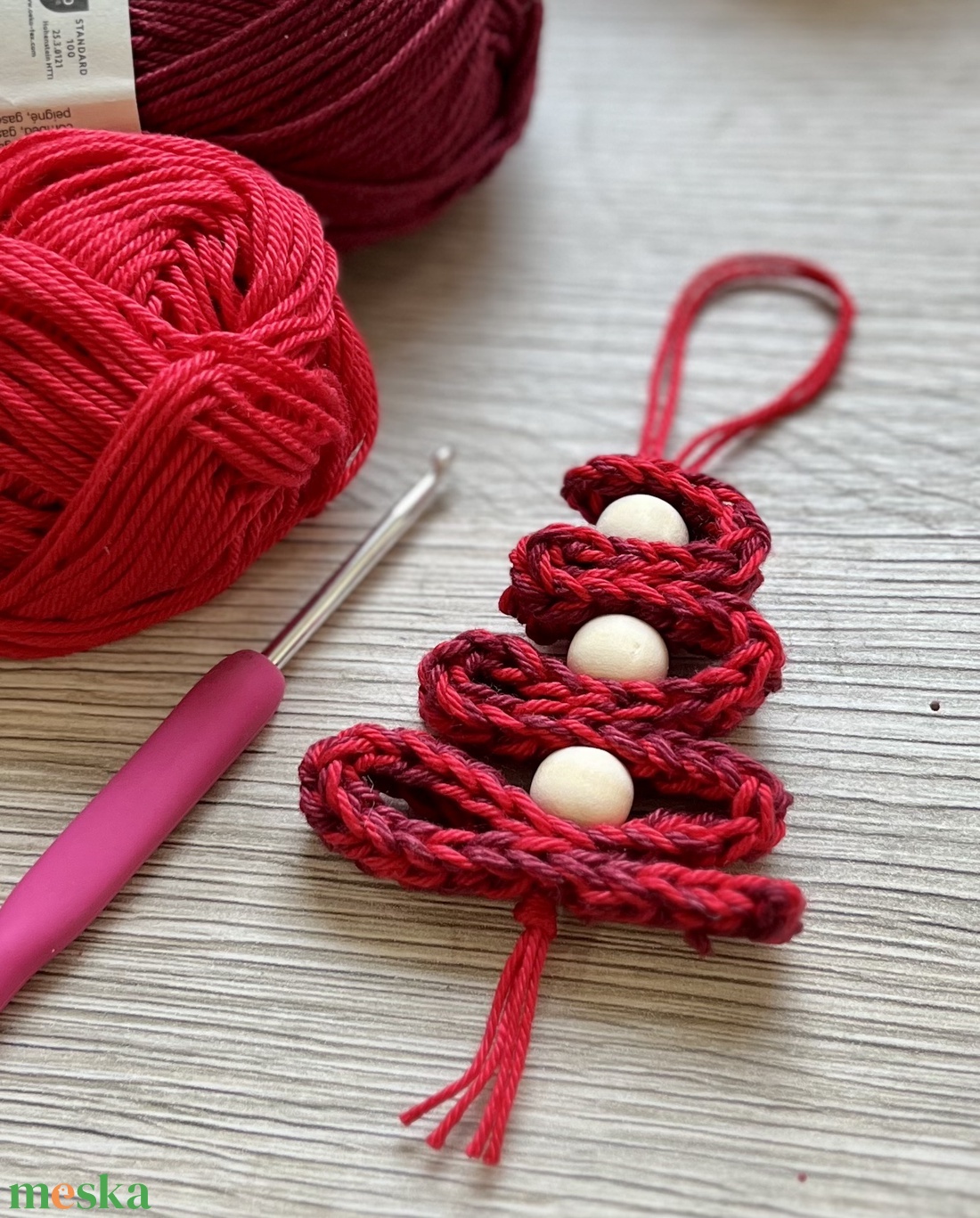 Horgolt karácsonyfa, dísz - karácsony - karácsonyi lakásdekoráció - karácsonyfadíszek - Meska.hu