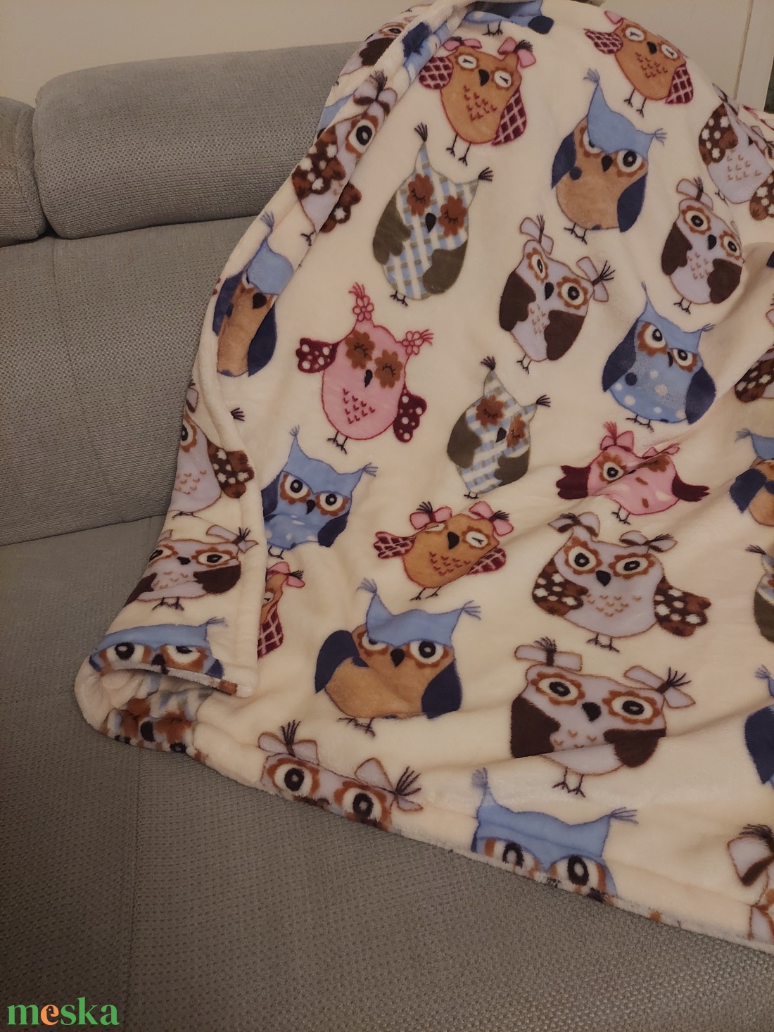 Baglyos wellsoft takaró - baba - mama - baba ágynemű - babatakaró, gyerek pléd - Meska.hu