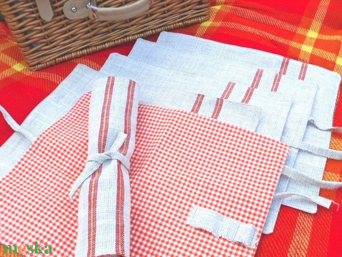 Zsákvászon tányéralátét piknikhez - otthon & életmód - konyhafelszerelés, tálalás - tálalás - tányér- és poháralátét - Meska.hu