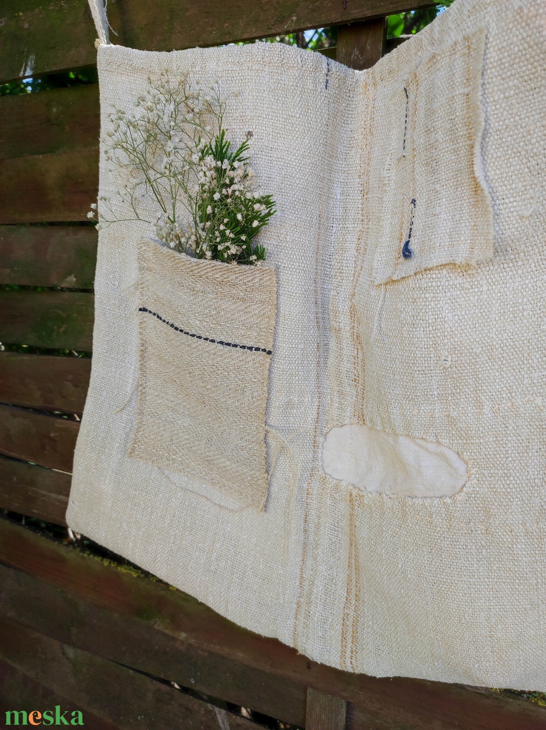 Primitív stílusú zsákvászon fali dekor zseb  - otthon & életmód - dekoráció - ajtó- és ablak dekoráció - ajtódísz & kopogtató - Meska.hu