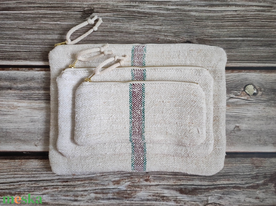 Zero waste zsákvászon neszesszer kozmetikai táska szett  - táska & tok - neszesszer - Meska.hu