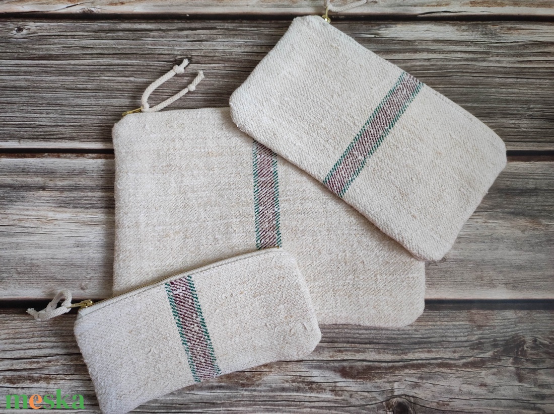 Zero waste zsákvászon neszesszer kozmetikai táska szett  - táska & tok - neszesszer - Meska.hu