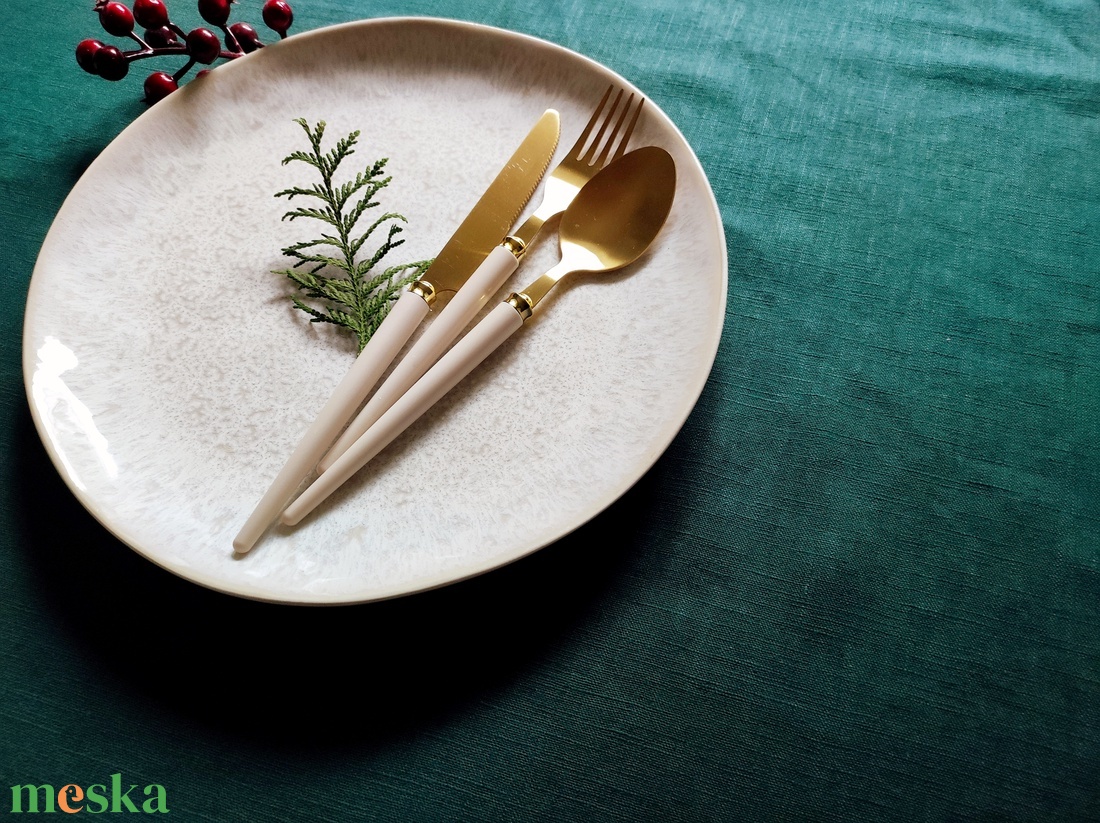 Len asztalterítő zöld - otthon & életmód - konyhafelszerelés, tálalás - tálalás - terítő - Meska.hu