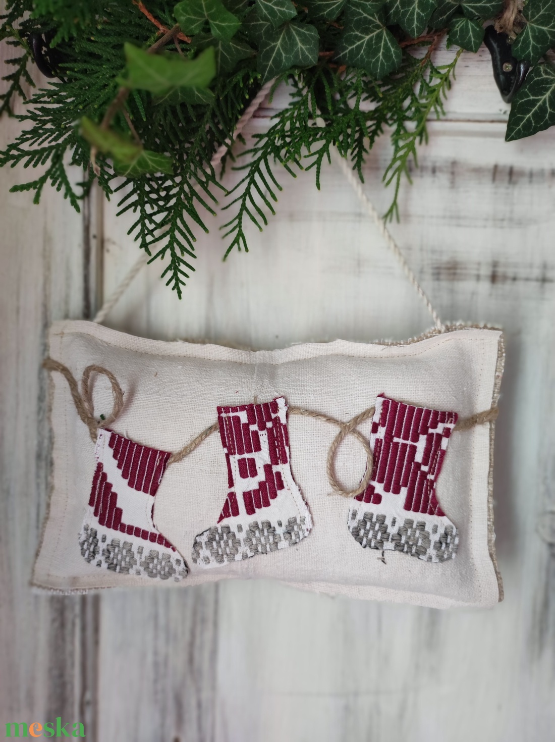 Mikulás csizmás karácsonyi dísz  - karácsony - karácsonyi lakásdekoráció - karácsonyi ajtódíszek - Meska.hu