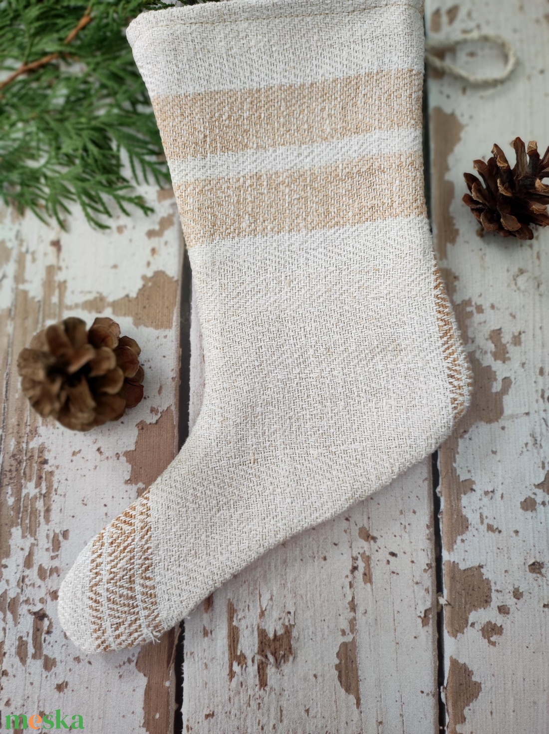 Farmhouse mikulás zokni kandallódísz - karácsony - mikulás - mikulás zsák - Meska.hu