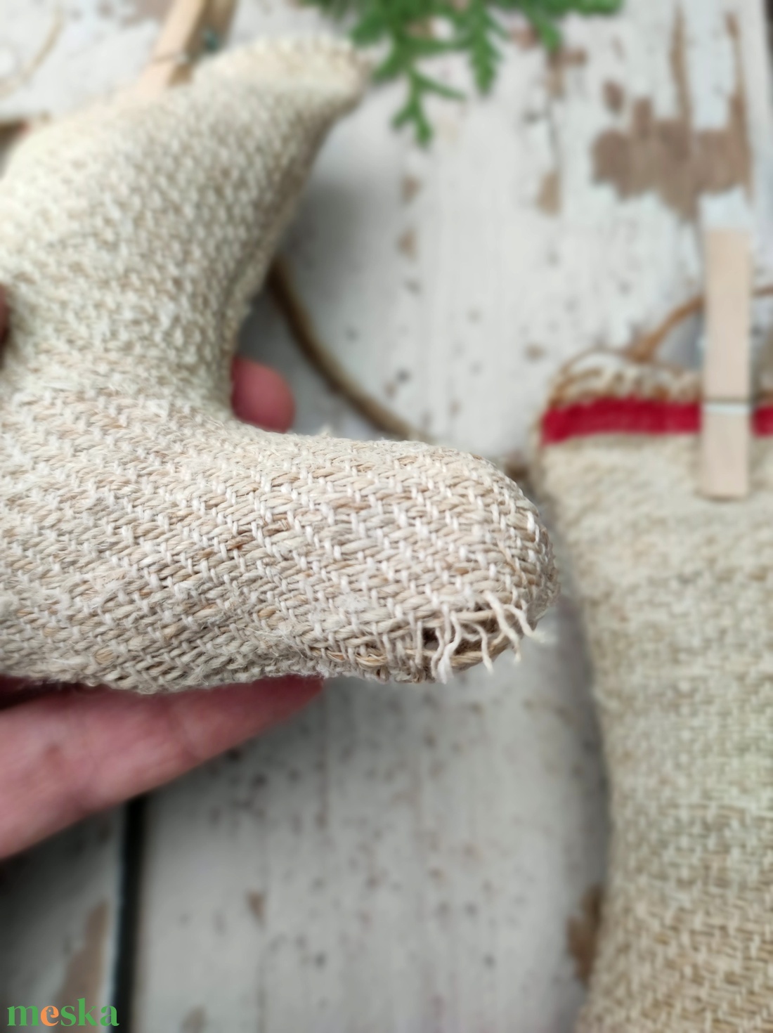 Farmhouse mikulás zokni girland - karácsony - karácsonyi lakásdekoráció - karácsonyi girland, boa - Meska.hu