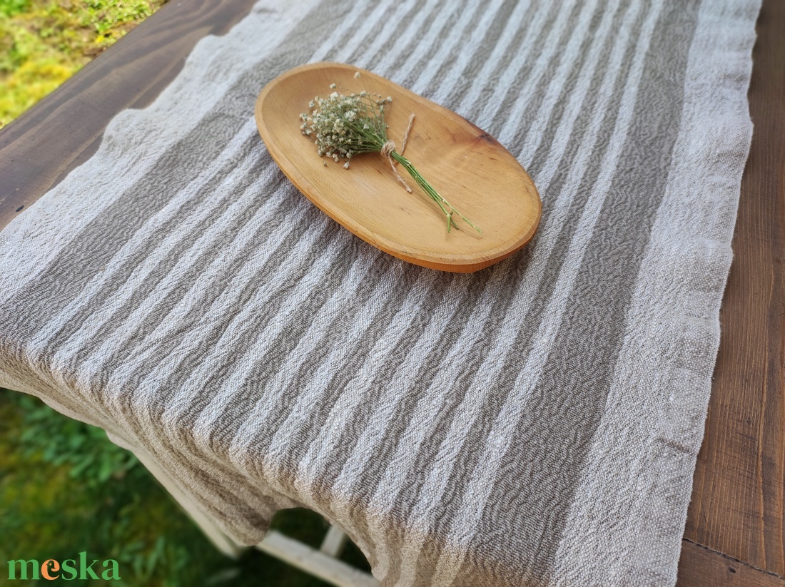 Környezetbarát kőmosott lenvászon asztali futó csíkos - 40x150cm - otthon & életmód - konyhafelszerelés, tálalás - tálalás - terítő - Meska.hu Környezetbarát kőmosott lenvászon asztali futó csíkos - 40x150cm - otthon & életmód - konyhafelszerelés, tálalás - tálalás - terítő - Meska.hu