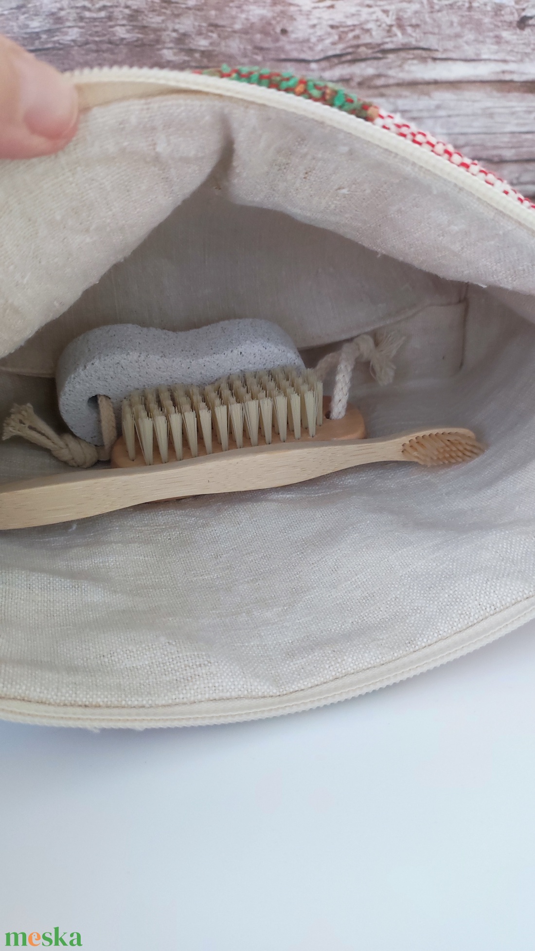 Szőttes kockás kozmetikai táska neszesszer - táska & tok - neszesszer - Meska.hu