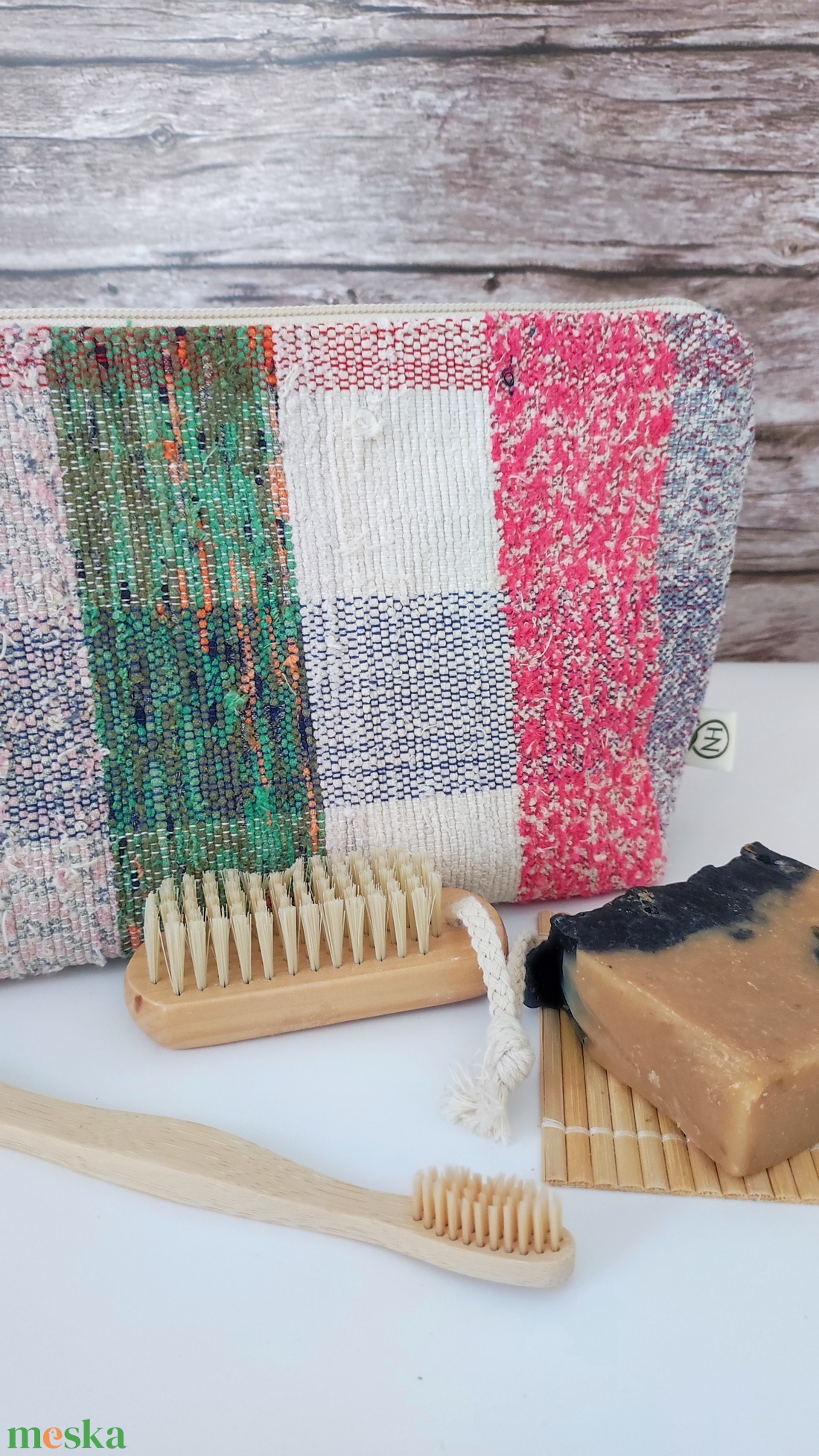 Szőttes kockás kozmetikai táska neszesszer - táska & tok - neszesszer - Meska.hu