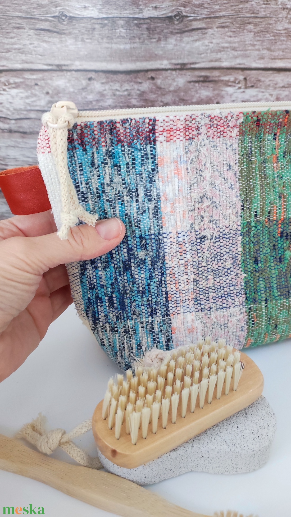 Szőttes kockás kozmetikai táska neszesszer - táska & tok - neszesszer - Meska.hu