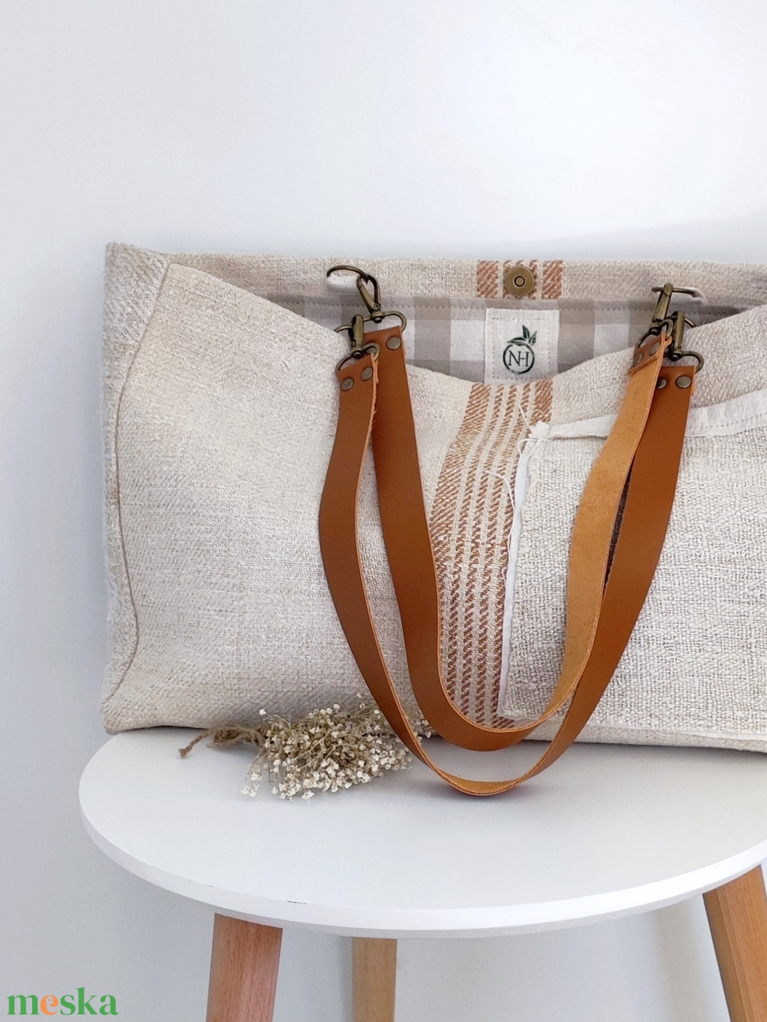 Női vászon válltáska - természetes pakolós táska - táska & tok - kézitáska & válltáska - nagy pakolós táska - Meska.hu