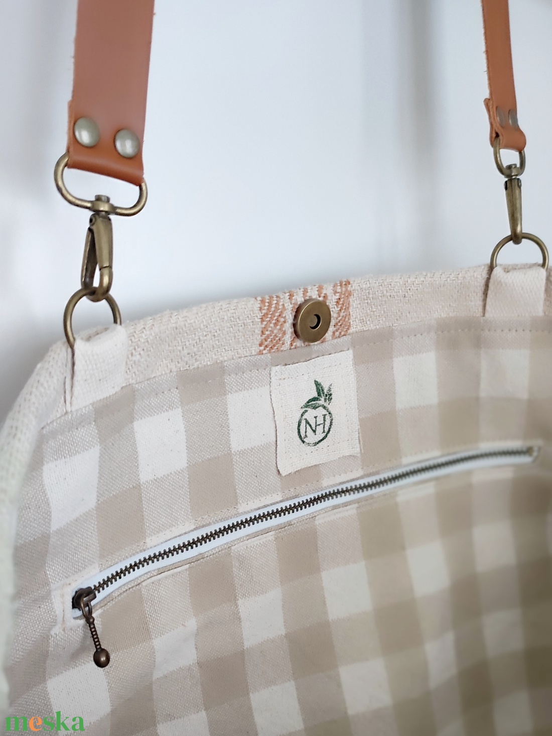 Női vászon válltáska - természetes pakolós táska - táska & tok - kézitáska & válltáska - nagy pakolós táska - Meska.hu