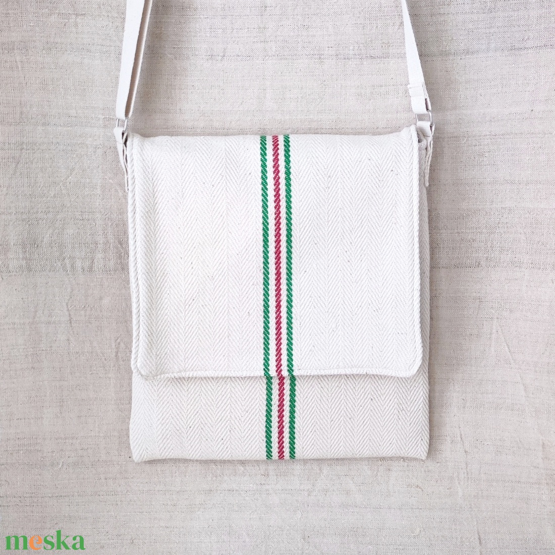 Természetes vászon tarisznya - magyaros hangulatú - táska & tok - kézitáska & válltáska - tarisznya - Meska.hu