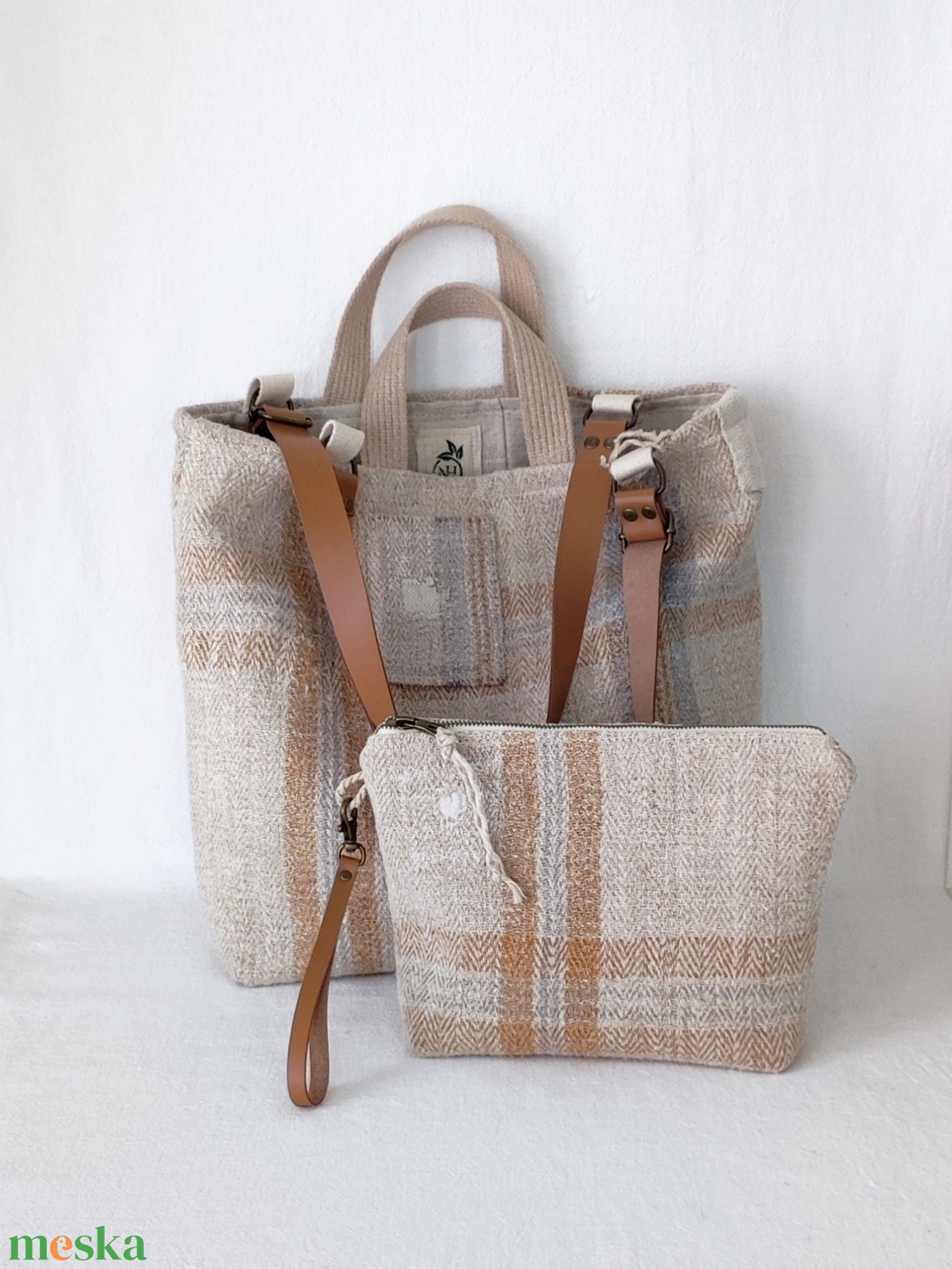 Női zsákvászon válltáska - természetes közepes shopper - táska & tok - kézitáska & válltáska - nagy pakolós táska - Meska.hu