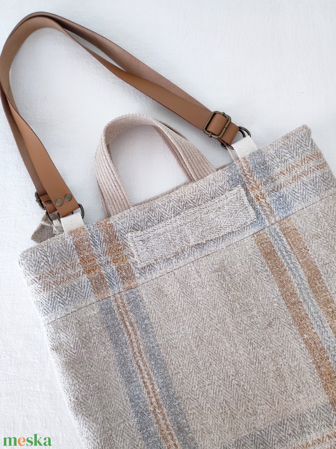 Női zsákvászon válltáska - természetes közepes shopper - táska & tok - kézitáska & válltáska - nagy pakolós táska - Meska.hu