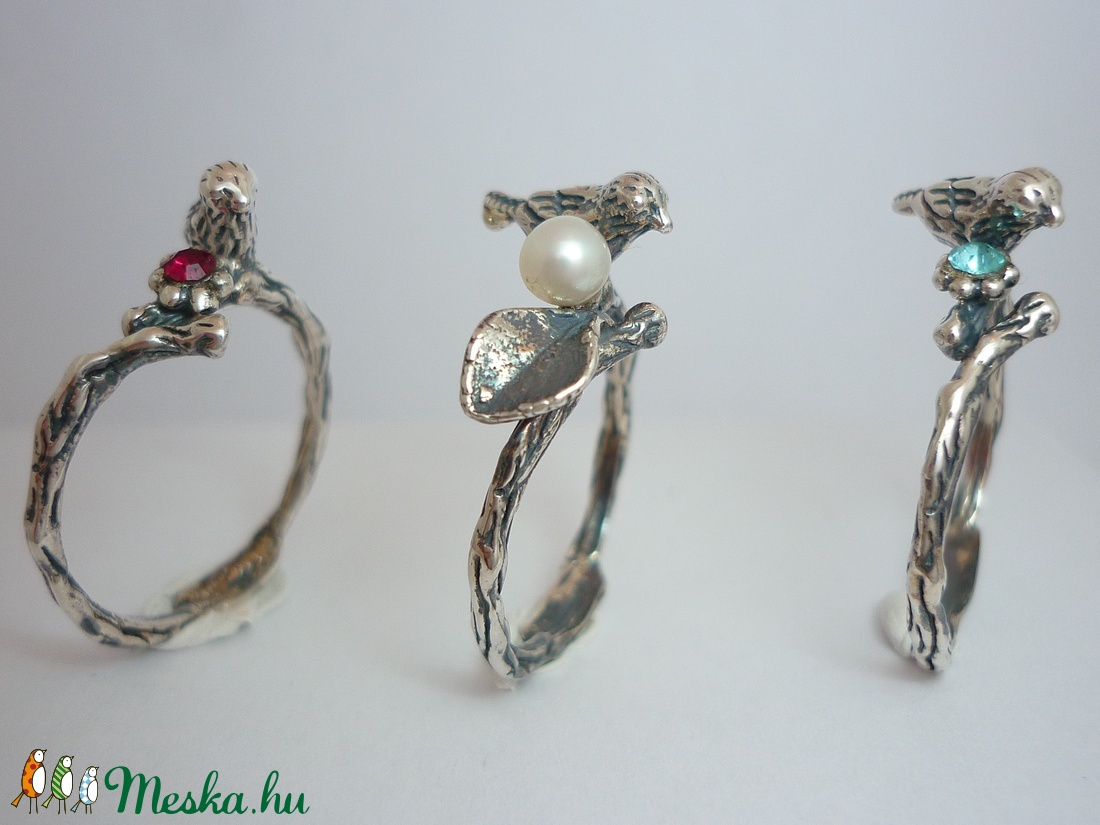 Ezüst madaras gyűrű Madárka szállott reá  -  - Meska.hu