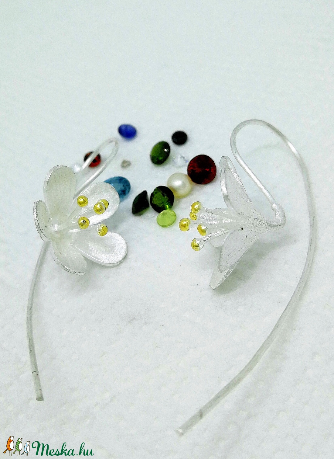 Ezüst virág fülbevaló Virágom1 - ékszer - fülbevaló - Meska.hu