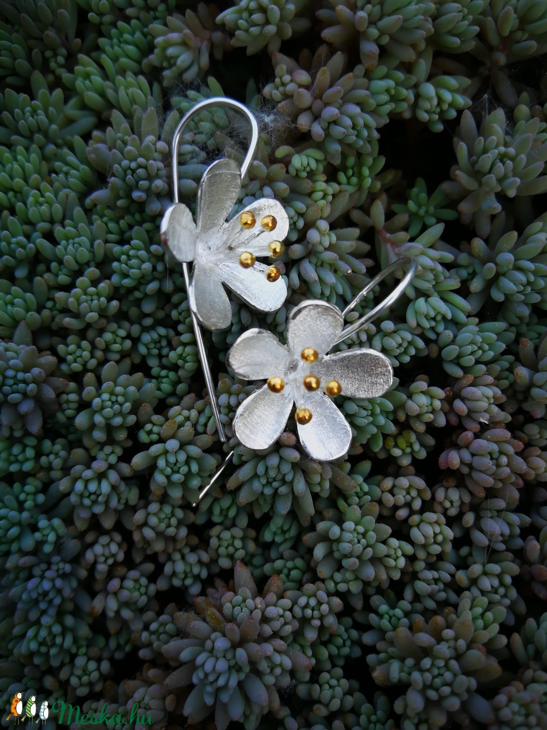 Ezüst virág fülbevaló Virágom1 - ékszer - fülbevaló - Meska.hu