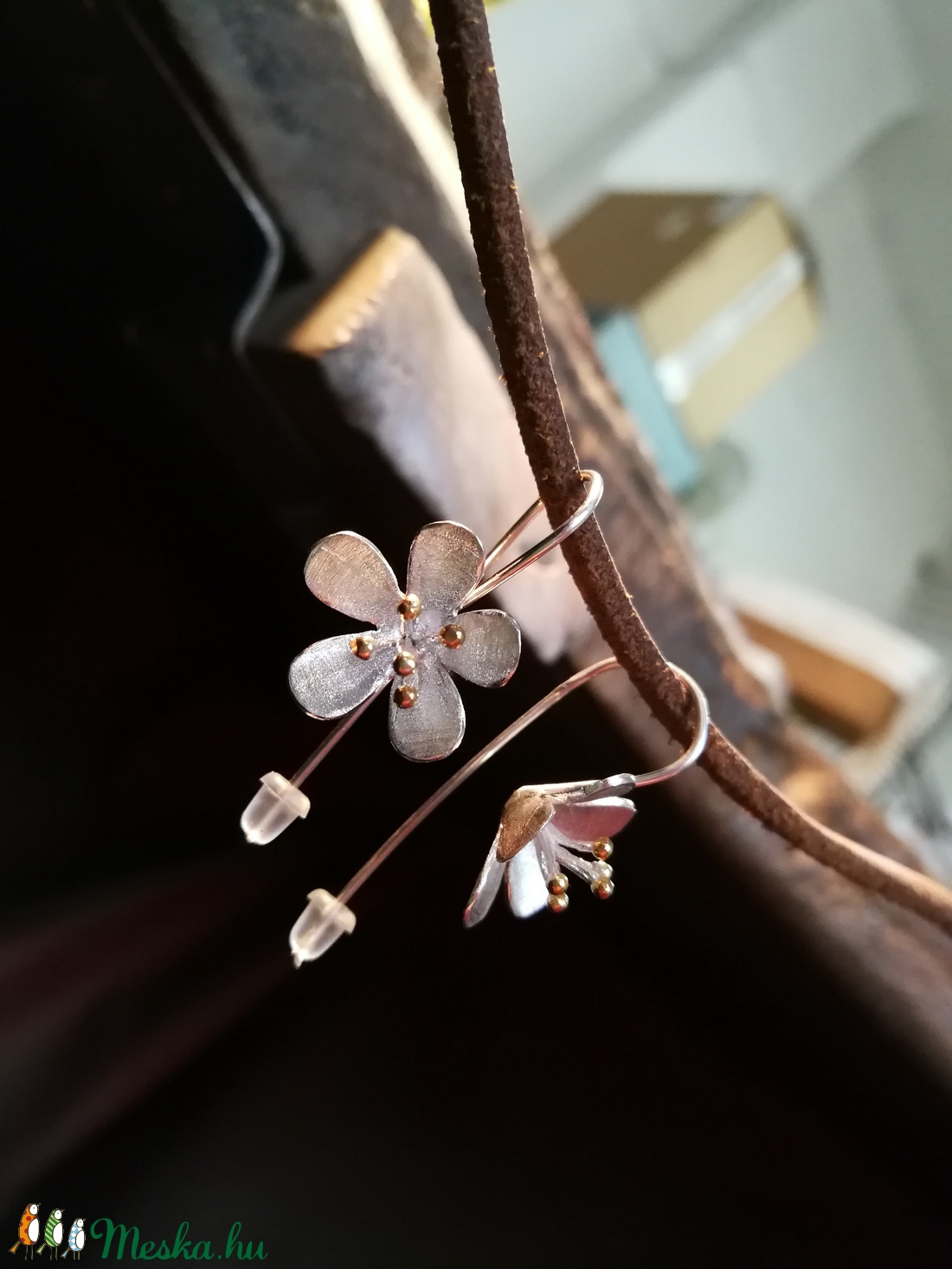 Ezüst virág fülbevaló Virágom1 - ékszer - fülbevaló - Meska.hu