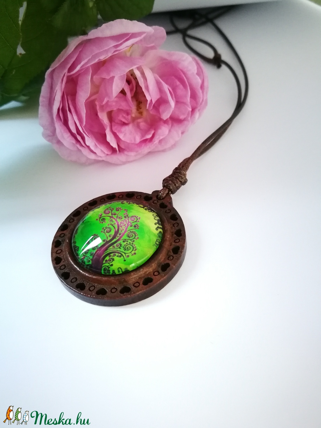 Fából életfa üveg medál -  - Meska.hu