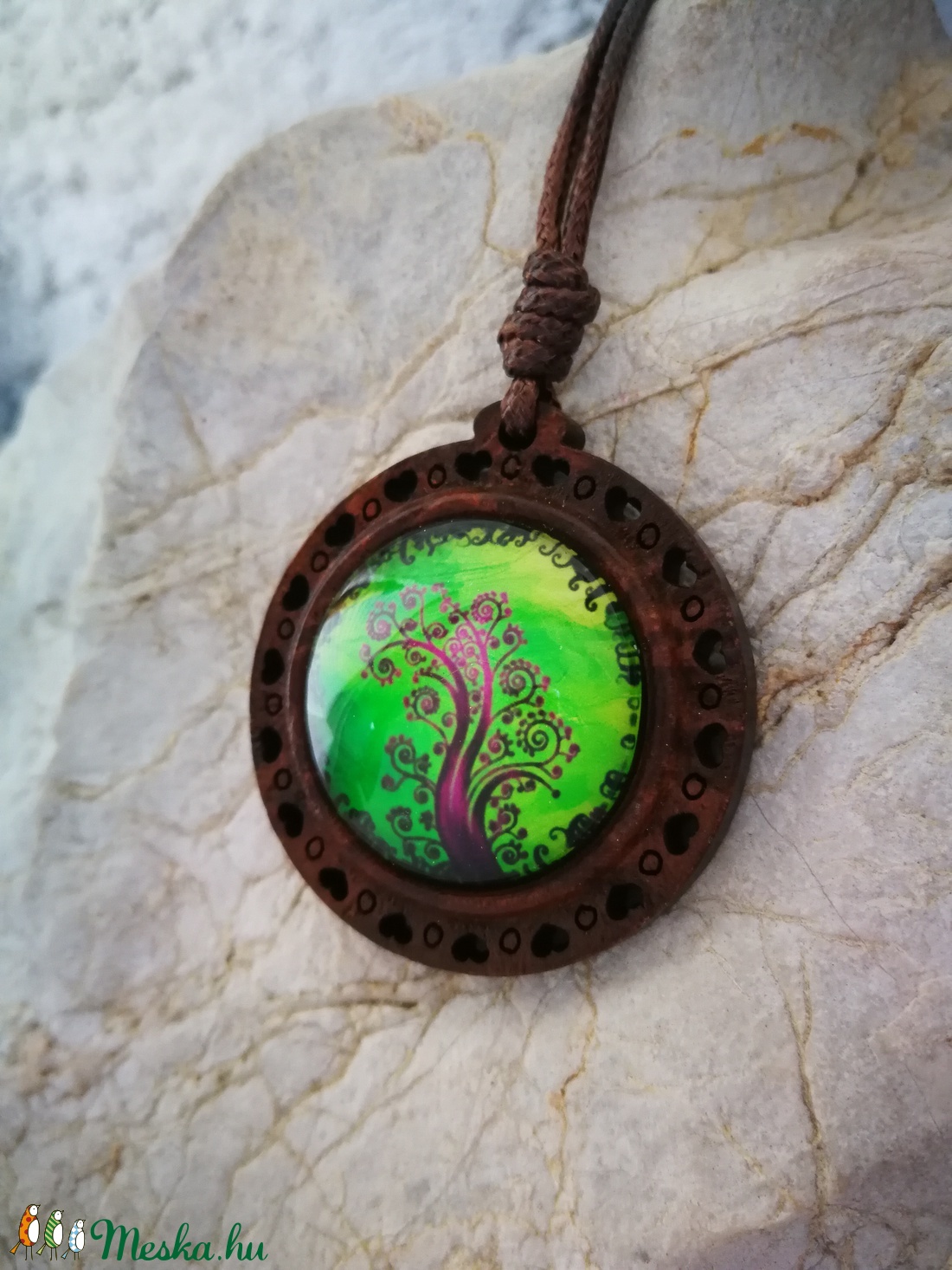 Fából életfa üveg medál -  - Meska.hu