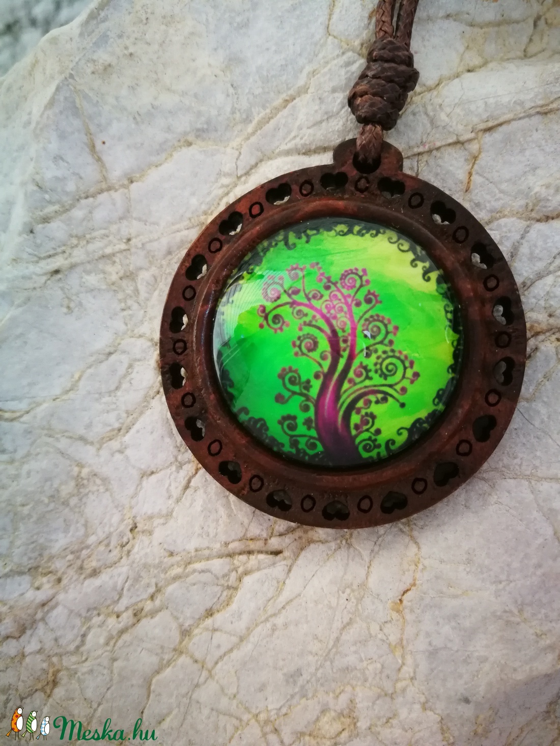 Fából életfa üveg medál -  - Meska.hu