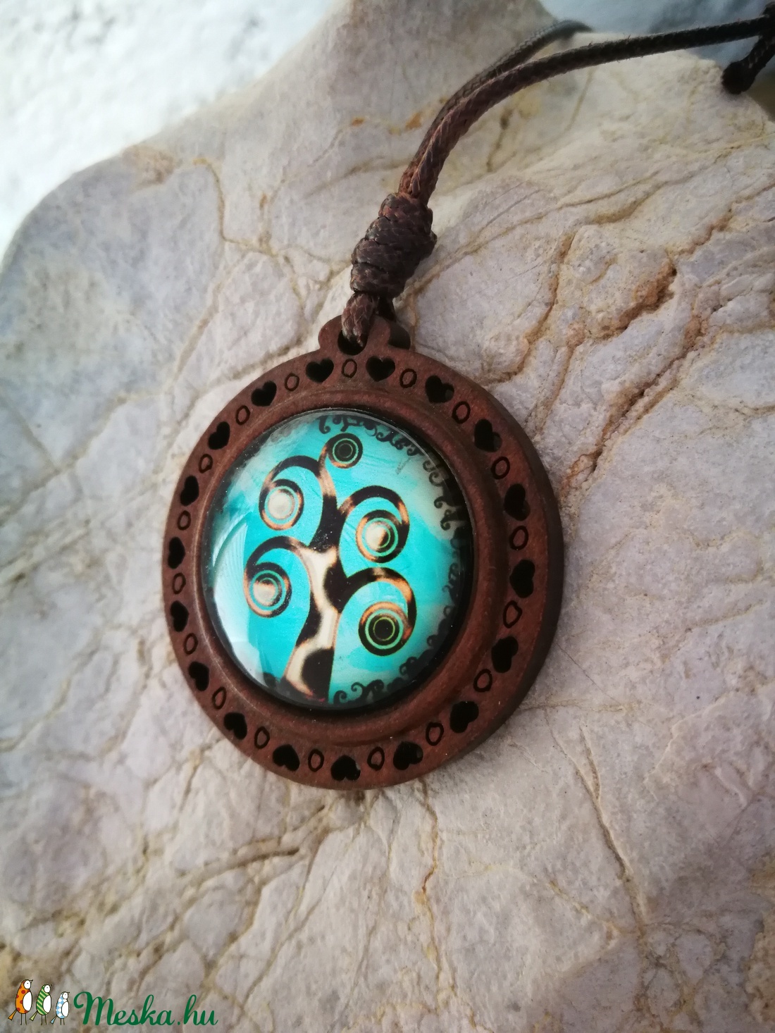 Fából életfa üveg medál -  - Meska.hu