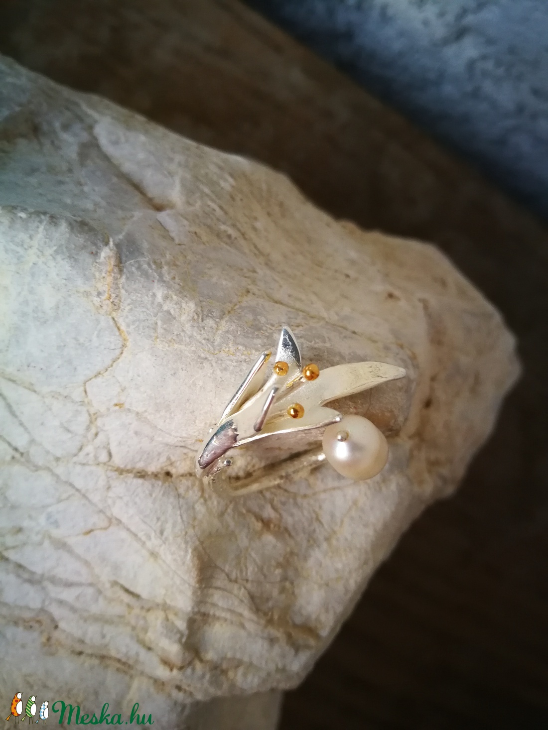 ezüst gyűrű virágos -  - Meska.hu