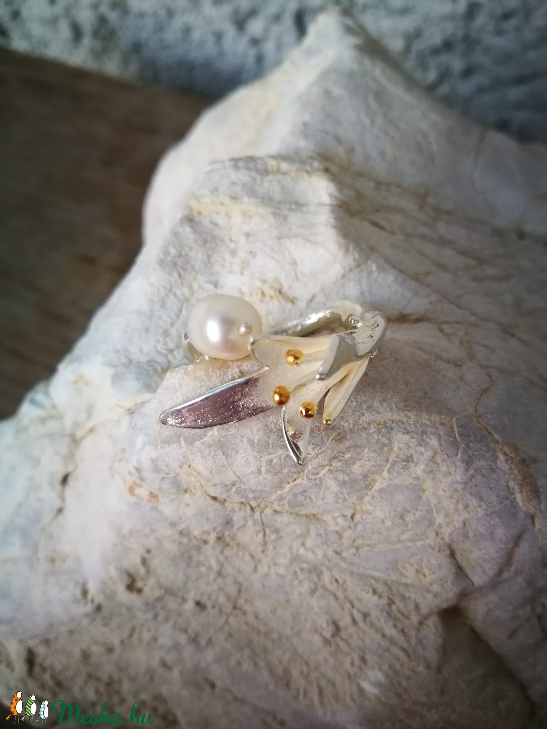 ezüst gyűrű virágos -  - Meska.hu