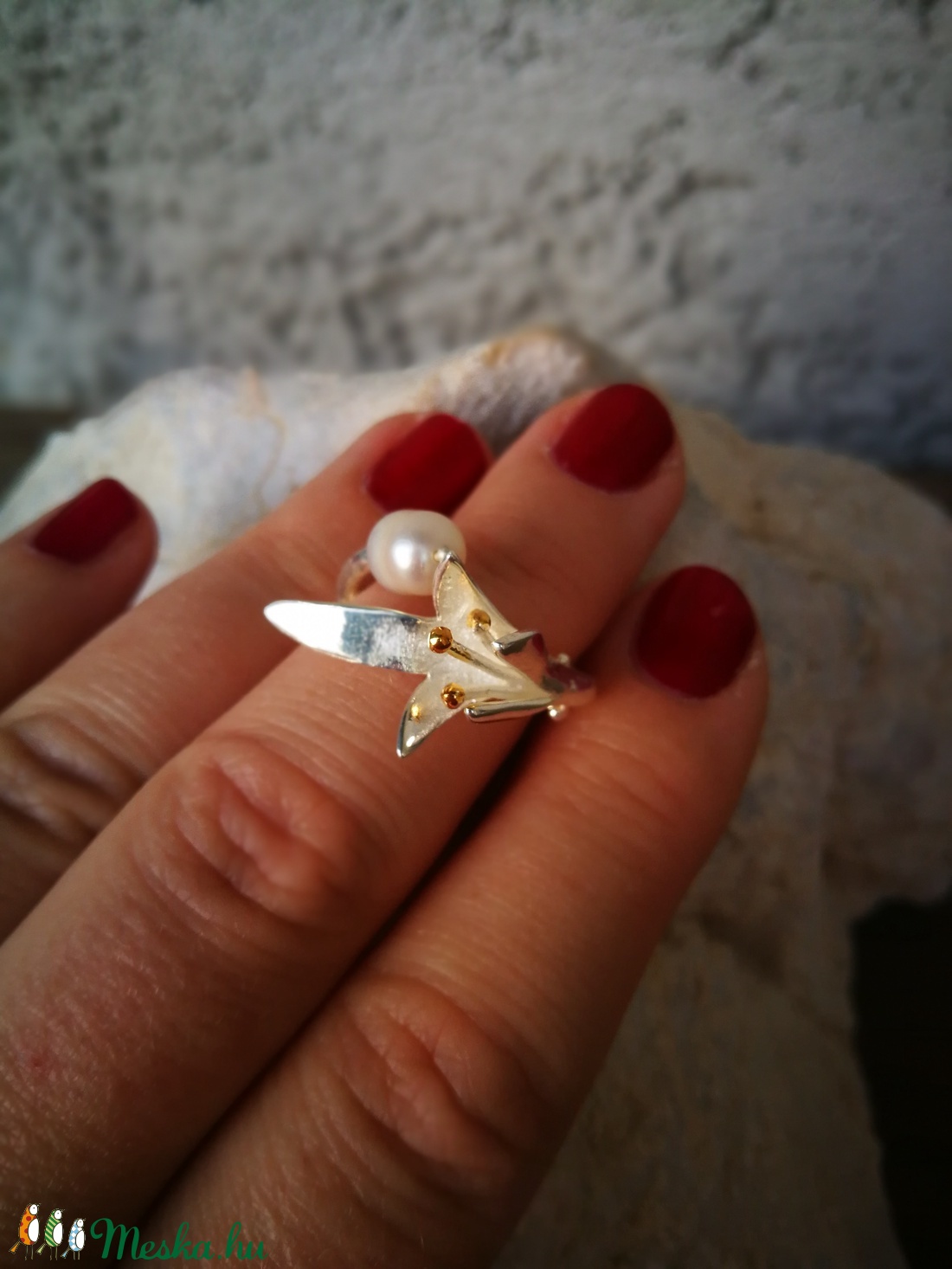 ezüst gyűrű virágos -  - Meska.hu