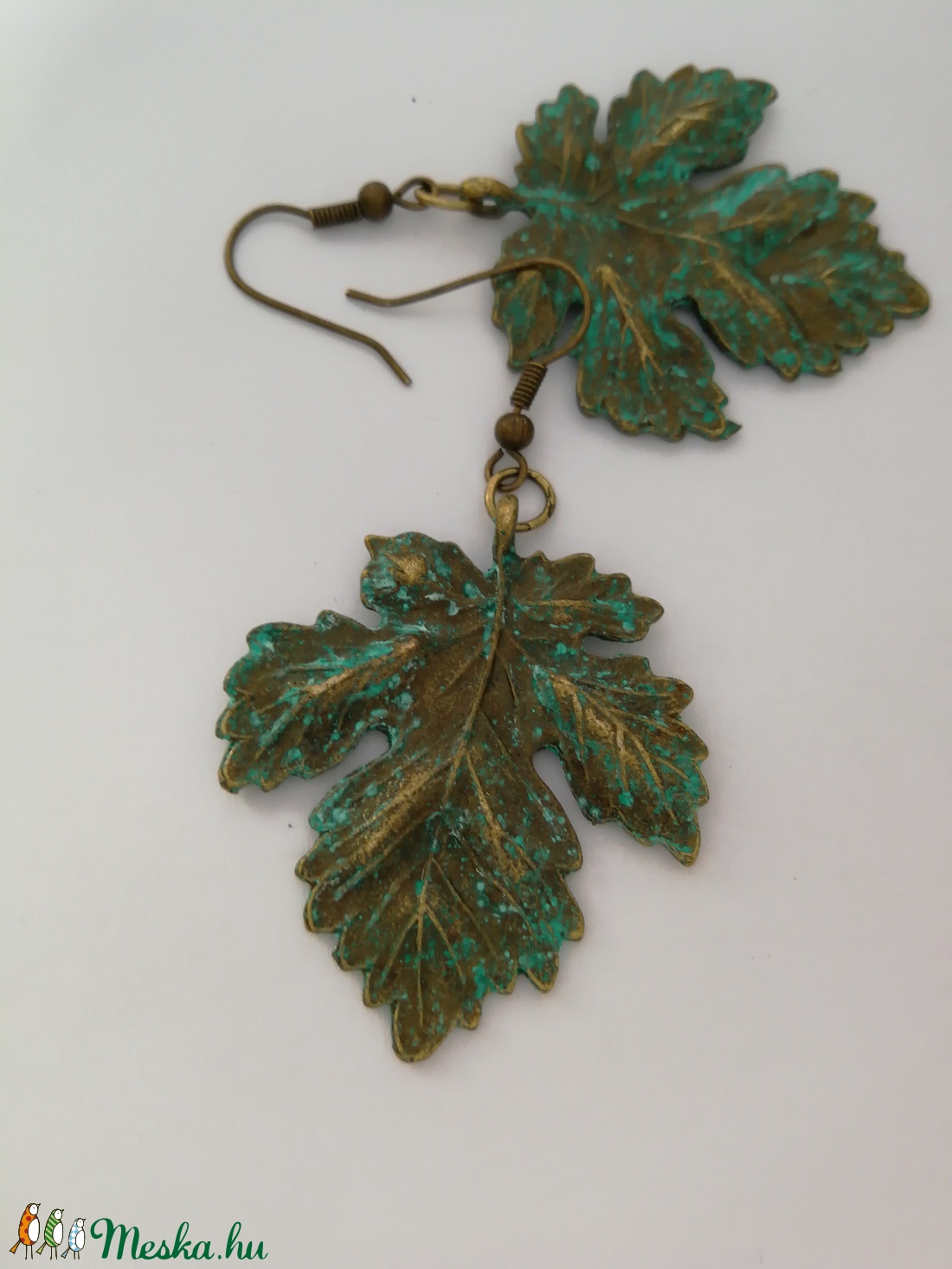 Szőlőlevél fülbevalo - ékszer - fülbevaló - lógó fülbevaló - Meska.hu